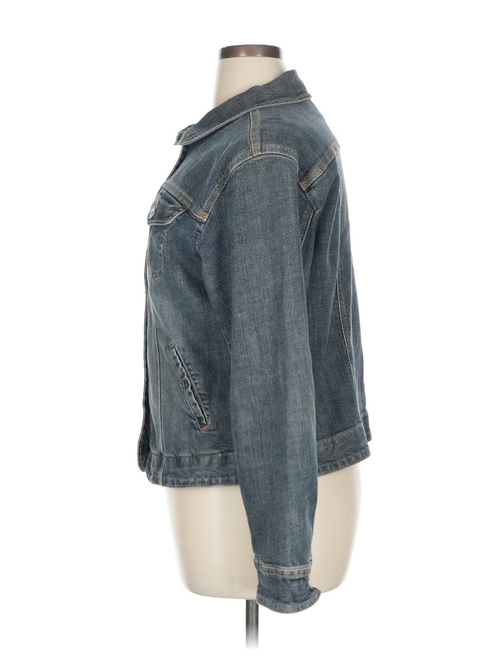Classic Women's Denim Jacket - Dark Blue - Picture 4 of 6